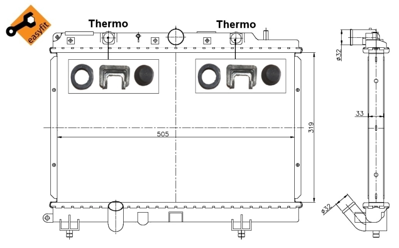 Radiador de esfriamento de motor 6320082 Polcar
