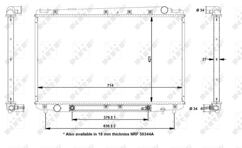 Radiador de esfriamento de motor 50344 NRF