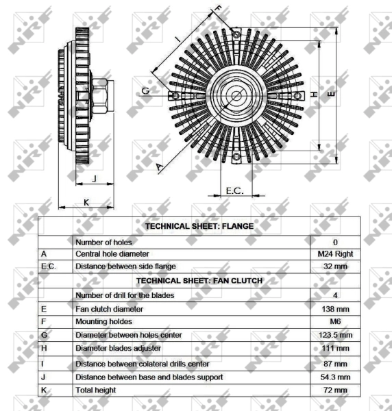 Acoplamento viscoso de ventilador de esfriamento 49521 NRF