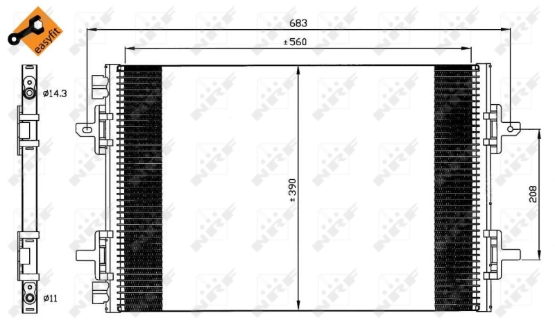 Radiador de aparelho de ar condicionado para Renault Espace III JE