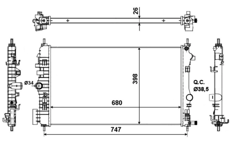 Radiador de esfriamento de motor 53776 NRF