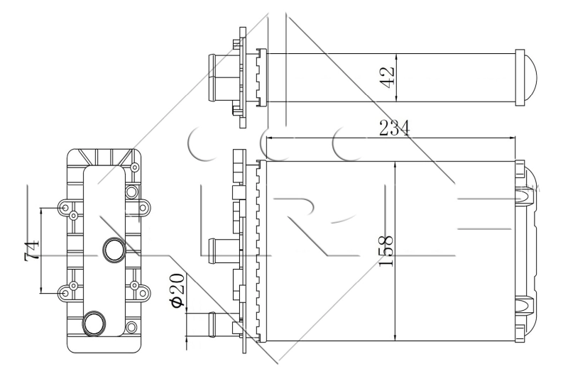 Radiador traseiro de forno (de aquecedor) NRF 54321