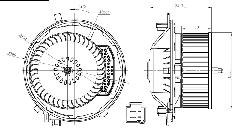 Motor de ventilador de forno (de aquecedor de salão) 34283 NRF