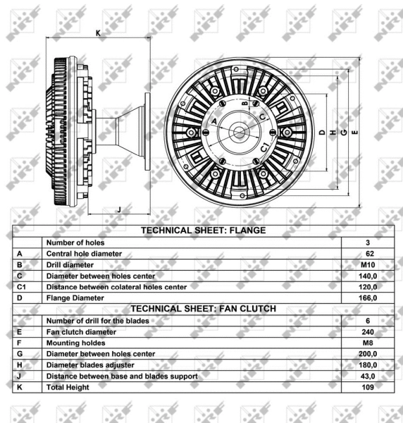 Acoplamento viscoso de ventilador de esfriamento 49010 NRF