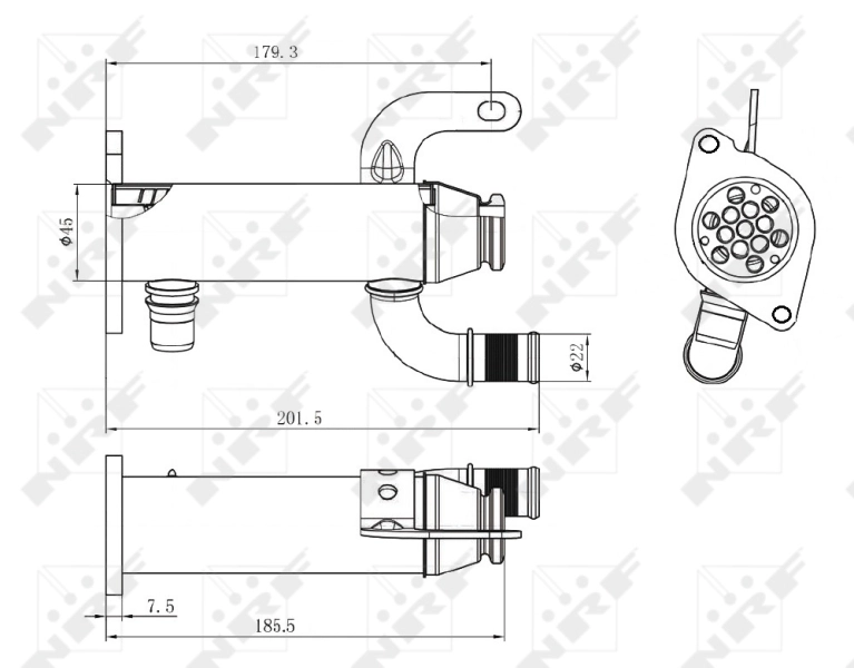 Radiador do sistema EGR de recirculação dos gases de escape 48006 NRF