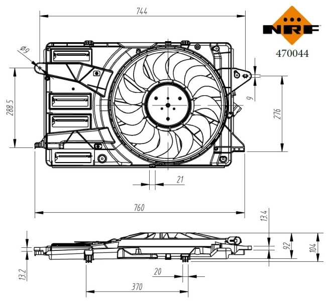 Difusor do radiador de esfriamento, montado com motor e roda de aletas 84702876 General Motors