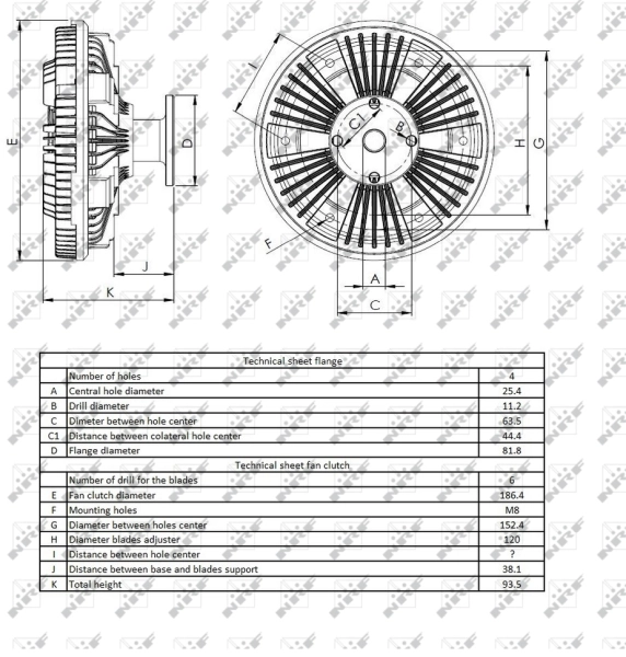 Acoplamento viscoso de ventilador de esfriamento 49407 NRF