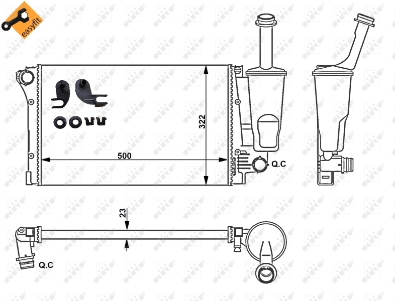 Radiador de esfriamento de motor 58170 NRF
