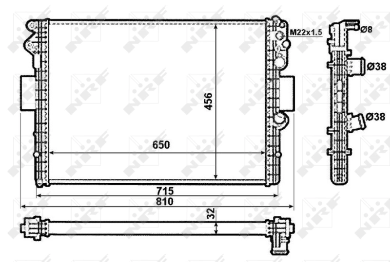 Radiador de esfriamento de motor 53612 NRF