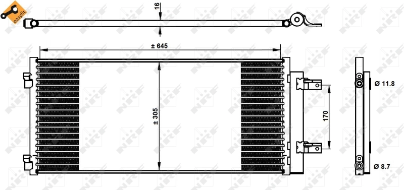 350338 NRF Radiador de aparelho de ar condicionado