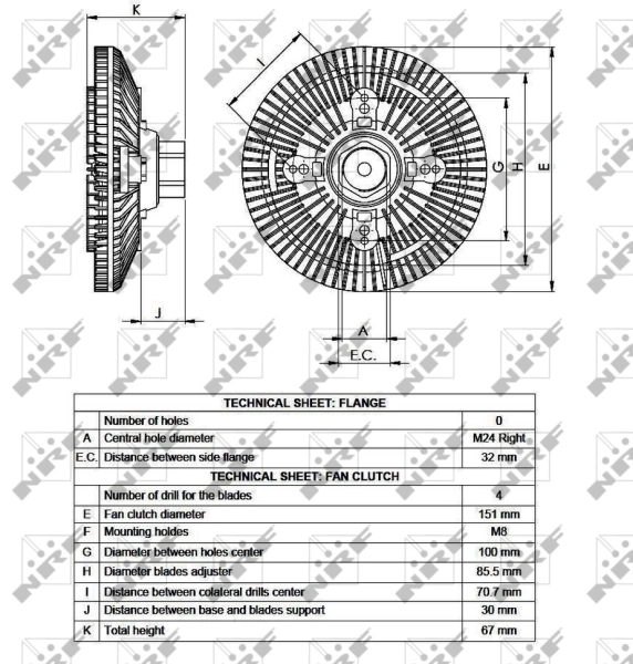 Acoplamento viscoso de ventilador de esfriamento 49518 NRF