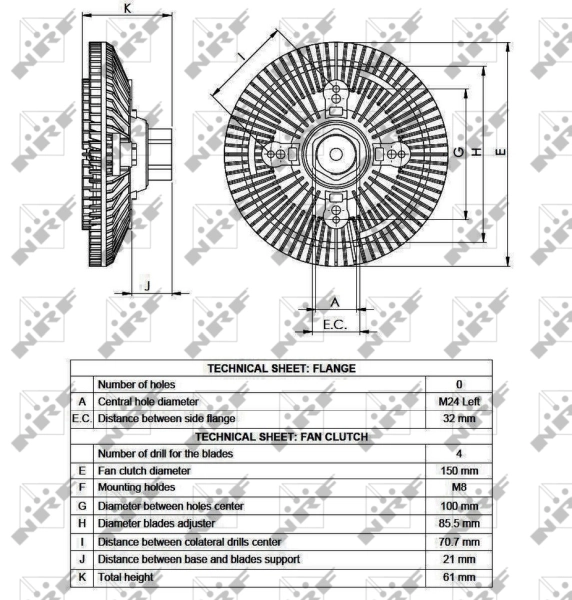 Acoplamento viscoso de ventilador de esfriamento NRF 49552