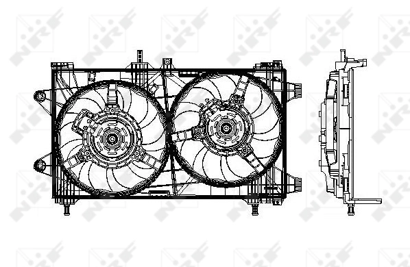 47802 NRF Difusor do radiador de esfriamento, montado com motor e roda de aletas