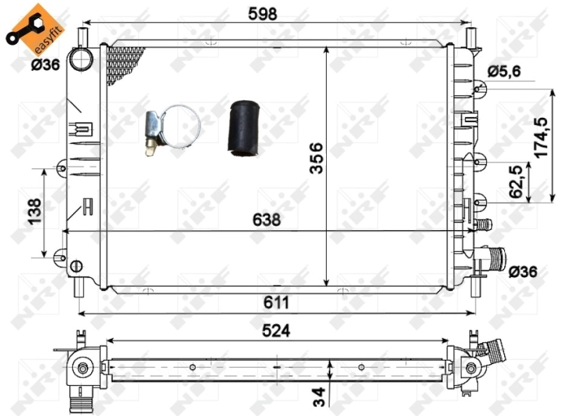 Radiador de esfriamento de motor NRF 514436