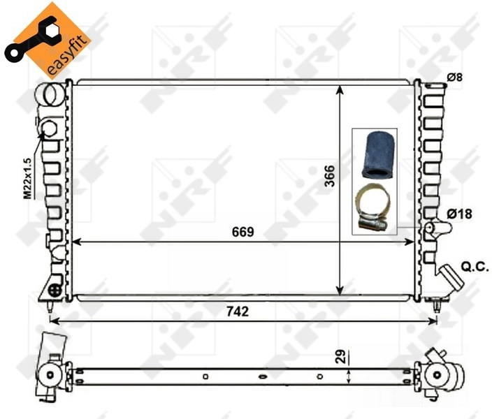 Radiador de esfriamento de motor 58101 NRF