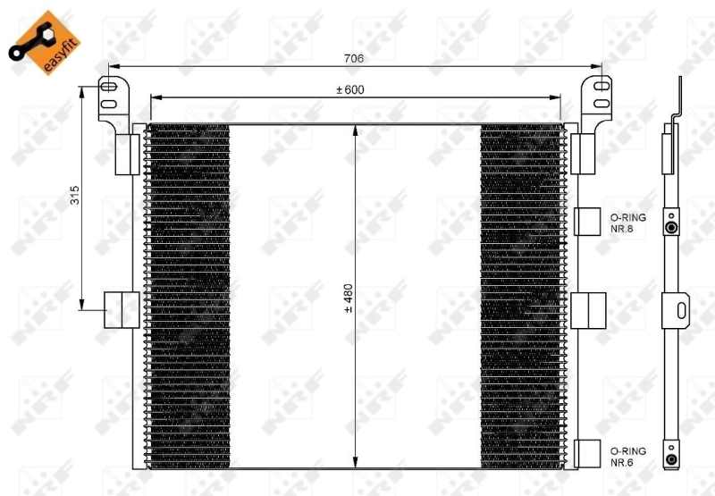 Radiador de aparelho de ar condicionado 8FC351317664 HELLA