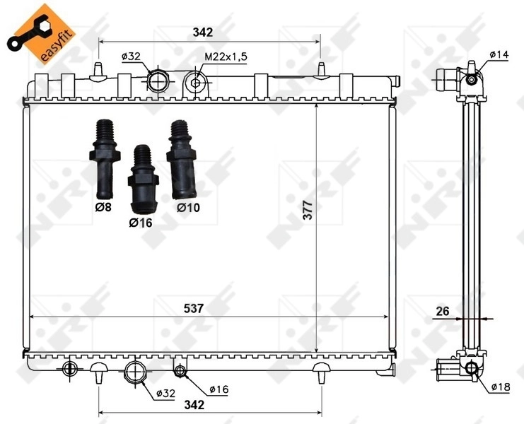 Radiador de esfriamento de motor 50440 NRF