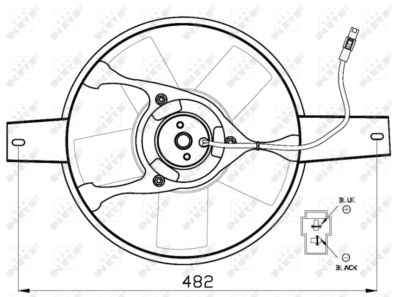47540 NRF Difusor do radiador de esfriamento, montado com motor e roda de aletas