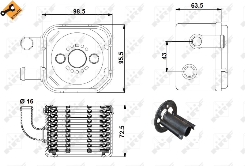 Radiador de óleo (frigorífico), debaixo de filtro NRF 31170