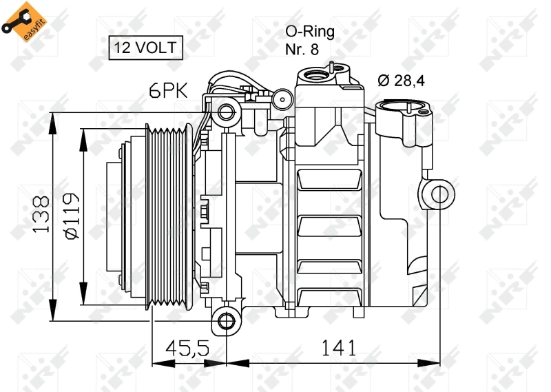 Compressor de aparelho de ar condicionado RE326205 John Deere