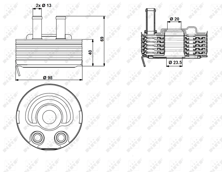 Radiador de óleo (frigorífico), debaixo de filtro NRF 31184