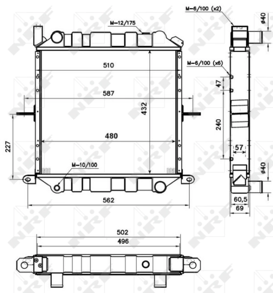 Radiador de esfriamento de motor Nissan/Infiniti 214009X202