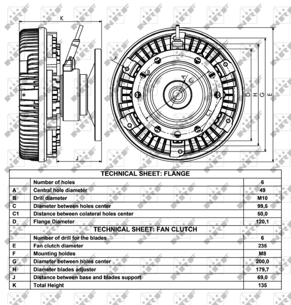 Acoplamento viscoso de ventilador de esfriamento NRF 49016