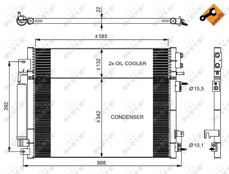 K05137693AD Fiat/Alfa/Lancia Radiador de aparelho de ar condicionado