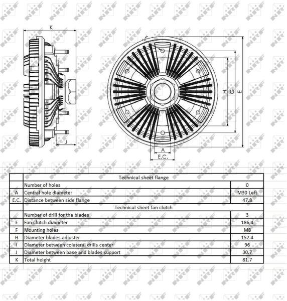 Acoplamento viscoso de ventilador de esfriamento 49406 NRF