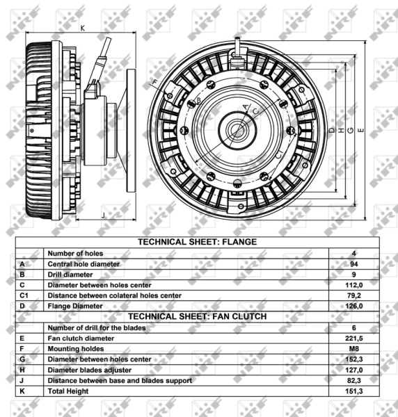 Acoplamento viscoso de ventilador de esfriamento NRF 49055