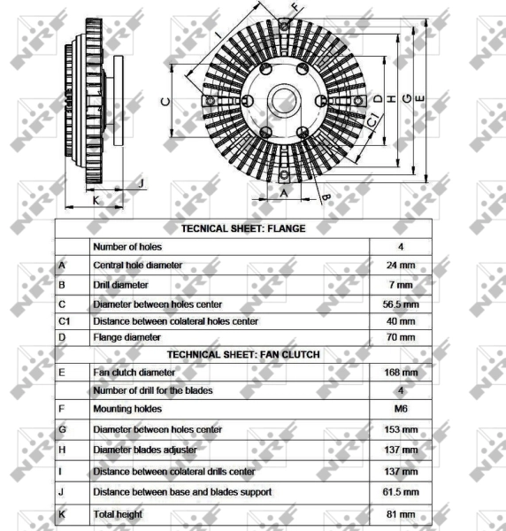 Acoplamento viscoso de ventilador de esfriamento 49526 NRF