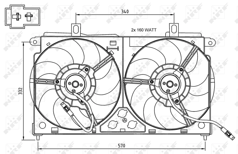 47048 NRF Difusor do radiador de esfriamento, montado com motor e roda de aletas
