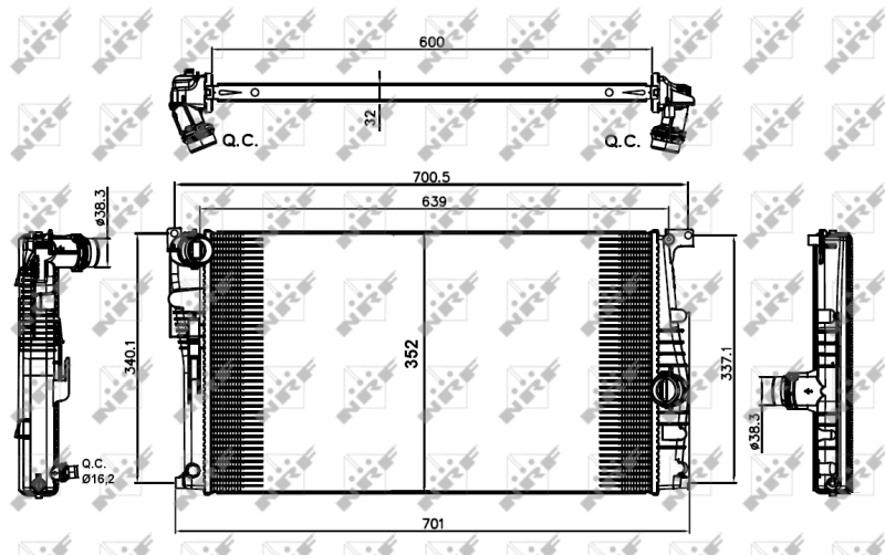 Radiador de esfriamento de motor 58411 NRF