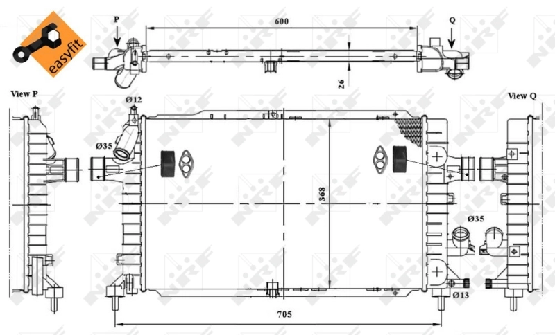 Radiador de esfriamento de motor 53415 NRF