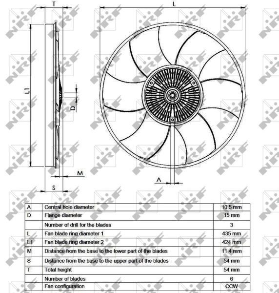 Acoplamento viscoso de ventilador de esfriamento 49539 NRF