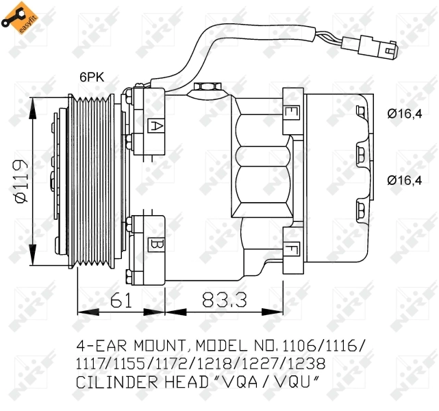 Compressor de aparelho de ar condicionado SD7V161227F Nissan/Infiniti