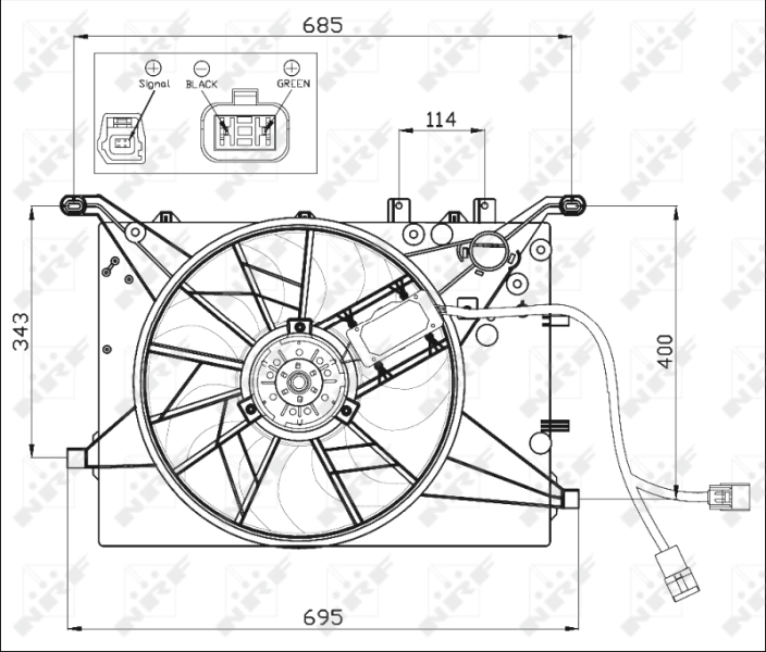Difusor do radiador de esfriamento, montado com motor e roda de aletas NRF 47460 preço, a partir de 74,49 USD