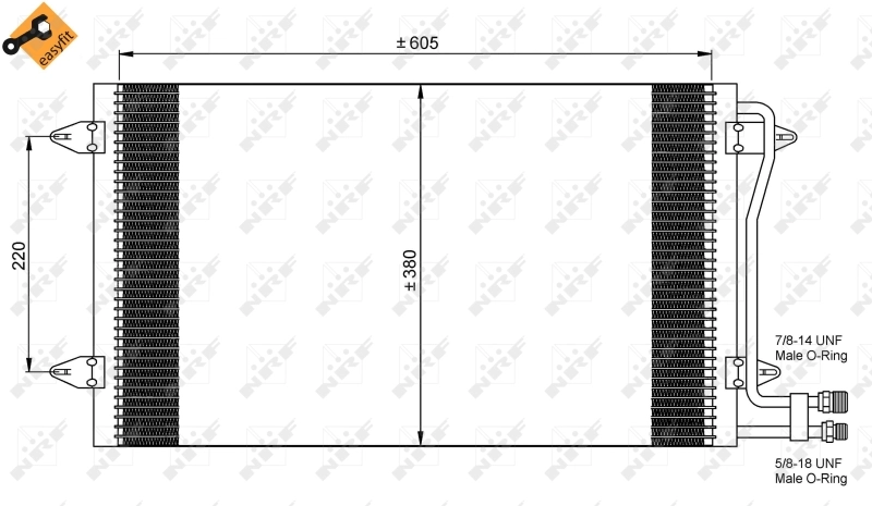 Radiador de aparelho de ar condicionado para Volkswagen LT 28-35 II 2DB, 2DE, 2DK