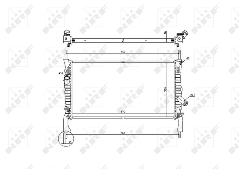 Radiador de esfriamento de motor 53742 NRF