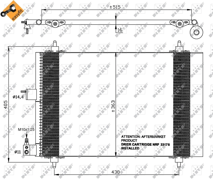 Radiador de aparelho de ar condicionado NRF 35414