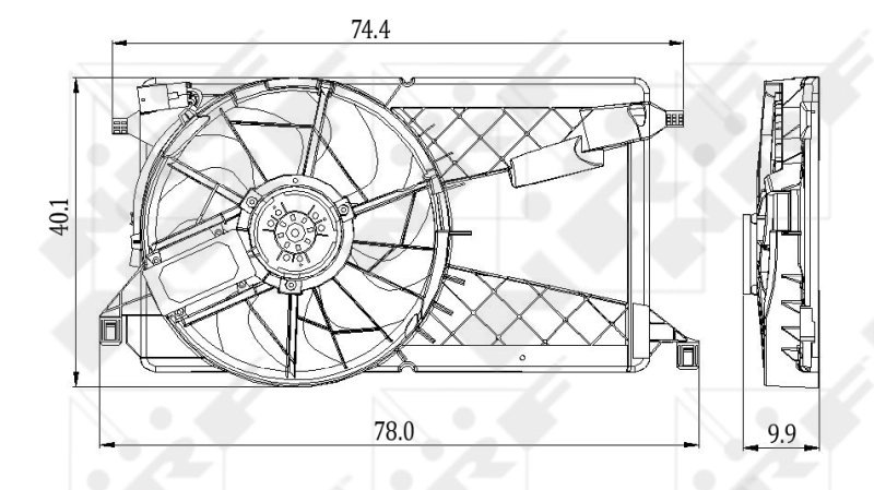 Difusor do radiador de esfriamento, montado com motor e roda de aletas 320223W2 Polcar
