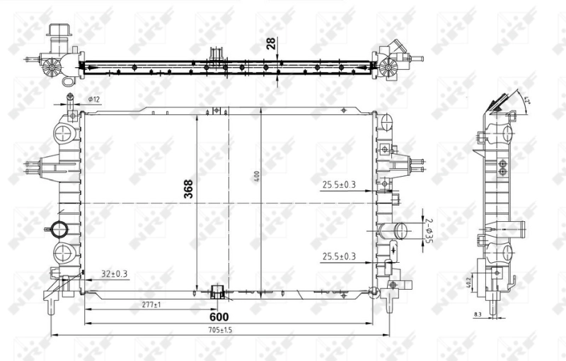 Radiador de esfriamento de motor 50143 NRF