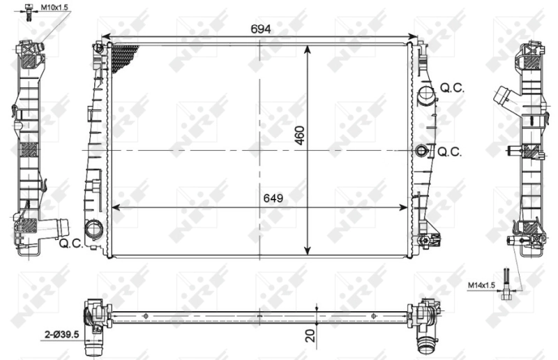 Radiador de esfriamento de motor 53114 NRF
