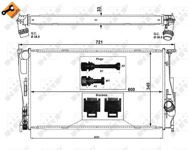 Radiador de esfriamento de motor 53472 NRF