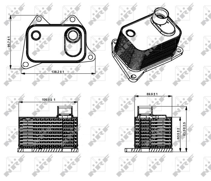 Radiador de óleo (frigorífico), debaixo de filtro NRF 31358