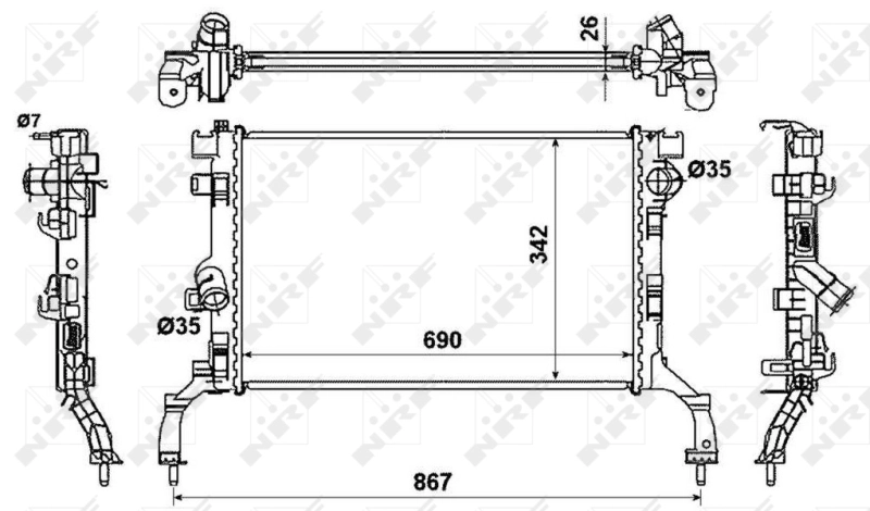RA0231030 Jdeus Radiador de esfriamento de motor