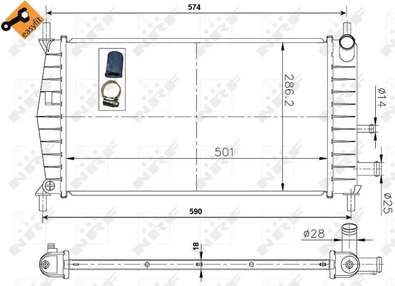 Radiador de esfriamento de motor NRF 50131