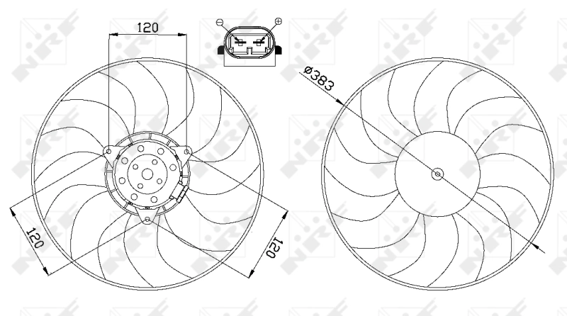 47666 NRF Ventilador elétrico de esfriamento montado (motor + roda de aletas)