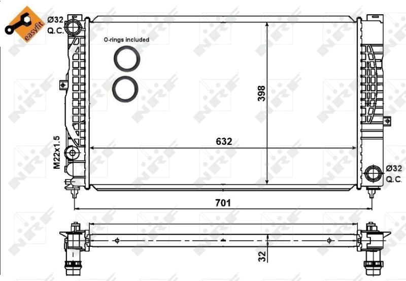 Radiador de esfriamento de motor NRF 539504