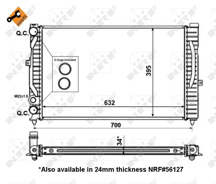 Radiador de esfriamento de motor 509504 NRF